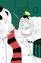 ilustracion Noches blancas: Nastenka con su abuela ciega