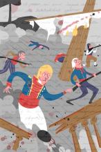 ilustracion Trafalgar: Churruca es alcanzado por una bala