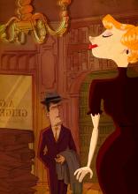 ilustracion El sueño eterno: Marlowe entra en la librería Geiger