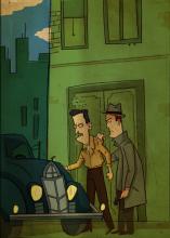 ilustracion El sueño eterno: Marlowe atrapa al dependiente de la tienda de Geiger