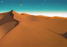 ilustracion El principito: Paisaje de la llegada del Principito