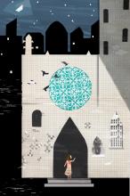 ilustracion Nada: Andrea emocionada tras una velada artística en la casa de Ena, pasea libremente en la noche por las antiguas calles del centro de Barcelona