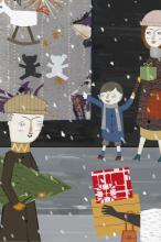 ilustracion Nada: Las alegres y distantes calles de Barcelona en Navidad contrastan con el tétrico ambiente de la casa de la calle Aribau