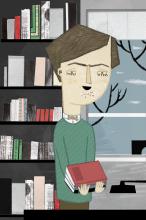 ilustracion Nada: Pons regala a la avergonzada Andrea los libros de estudio que ella no puede comprar