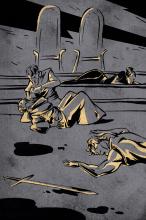 ilustracion Hamlet: Hamlet dando veneno al rey tras su duelo con Laertes