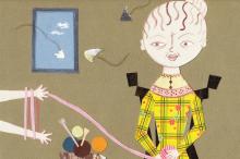 ilustracion Las aventuras de Huckleberry Finn: Huck obtiene noticias de una mujer