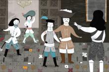 ilustracion Los tres mosqueteros: La audiencia de Luis XIII a los Mosqueteros