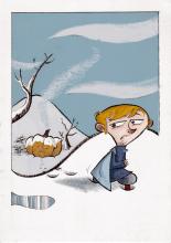 ilustracion La historia interminable: Bastián camina sobre la nieve