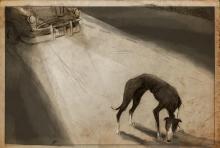 ilustracion A sangre fría: Dick atropella a un perro en la carretera