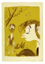 ilustracion La isla del tesoro: Jim se encuentra a Ben Gunn