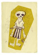 ilustracion La isla del tesoro: Los piratas encuentran el cadáver de Allardyce